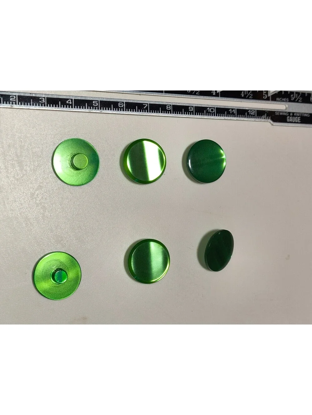 Set of 6 Vintage Green Round Plastic Buttons